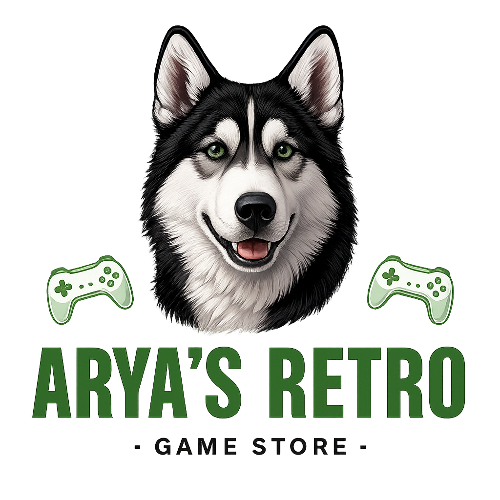 Arya's Retro Game Store - Gaming Husky Mascot